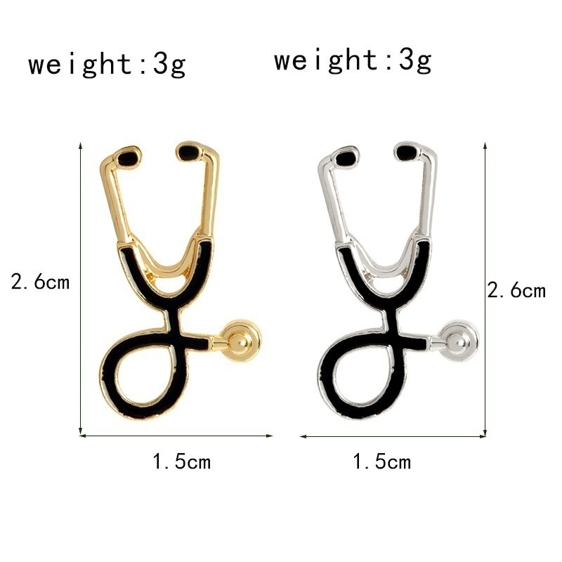 1PCS Elegant Doctor Nurse Stethoscope Brooch Pin Medical Jewelry Enamel Denim Jackets Collar Badge Button