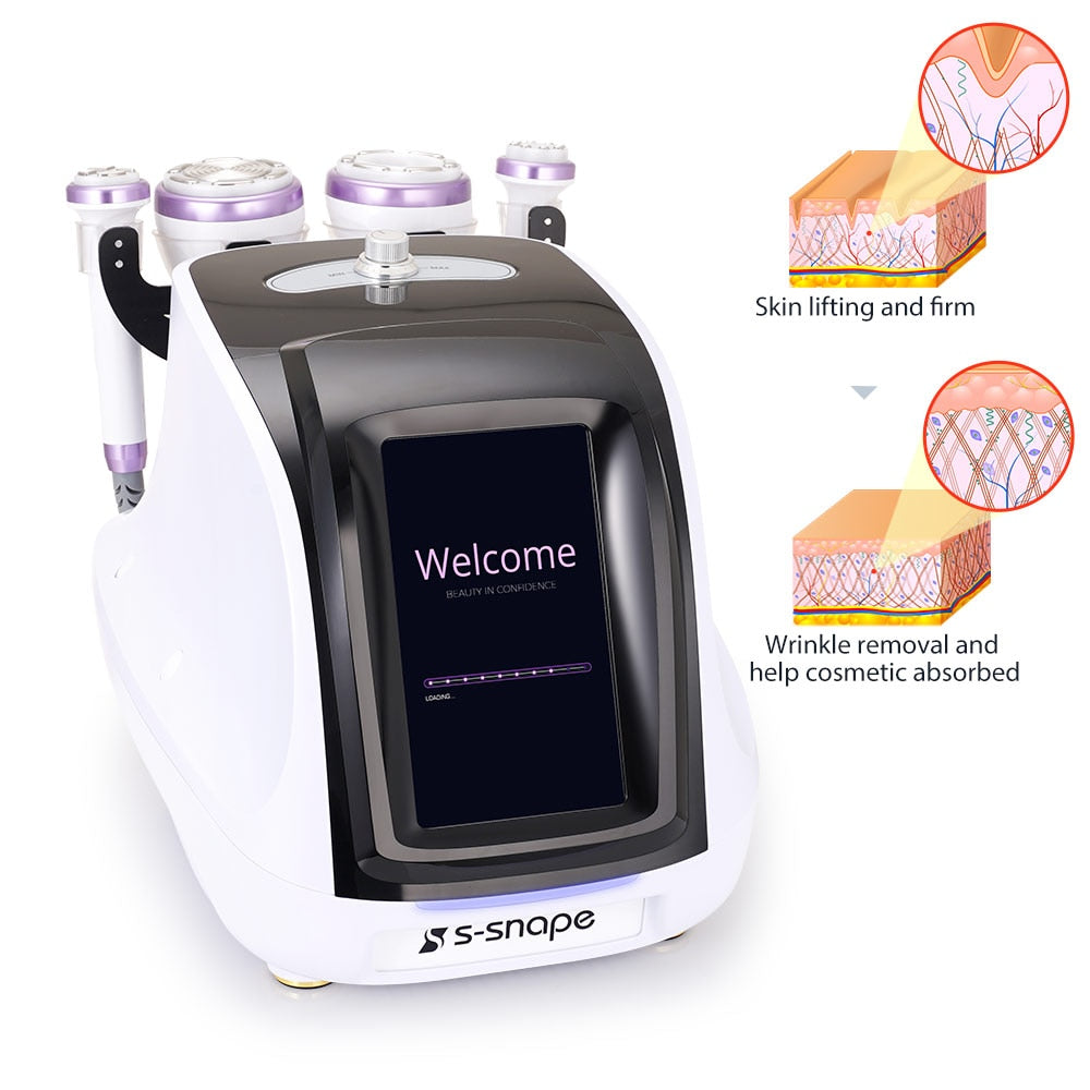 S-SHAPE Ultrasonic 30K Cavitation Machine EMS EL Anti-aging Vacuum Radio Rrequency Skin Tightening Body Slimming Machine