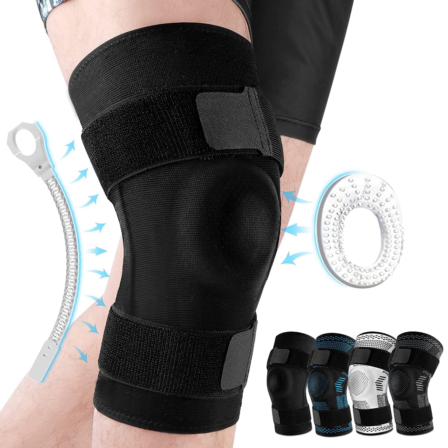 Knee Brace Support Compression Sleeve with Side Stabilizers