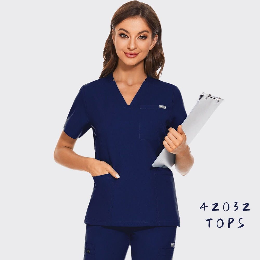 Nurse Uniform Scrubs Women Shirts Medical Scrubs Tops High Quality Men Pet Grooming Care Workwear Operating Room Surgical Blouse