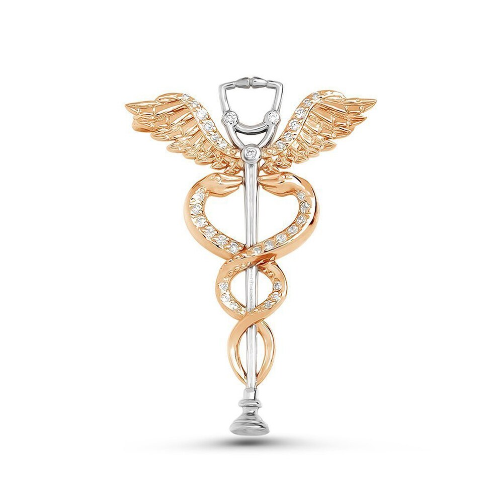 Hanreshe Luxury Caduceus Stethoscope Medical Brooch Pins Inlaid Crystal Shiny Snake Rod Medical Lapel Badge Jewelry Gift