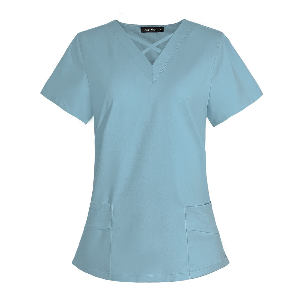 Women Nurses Uniform Surgical Scrubs Uniforms Nurse Scrub Tops Blouse Clinic Carer Protective Jackets Nursing Uniform Shirts xxl