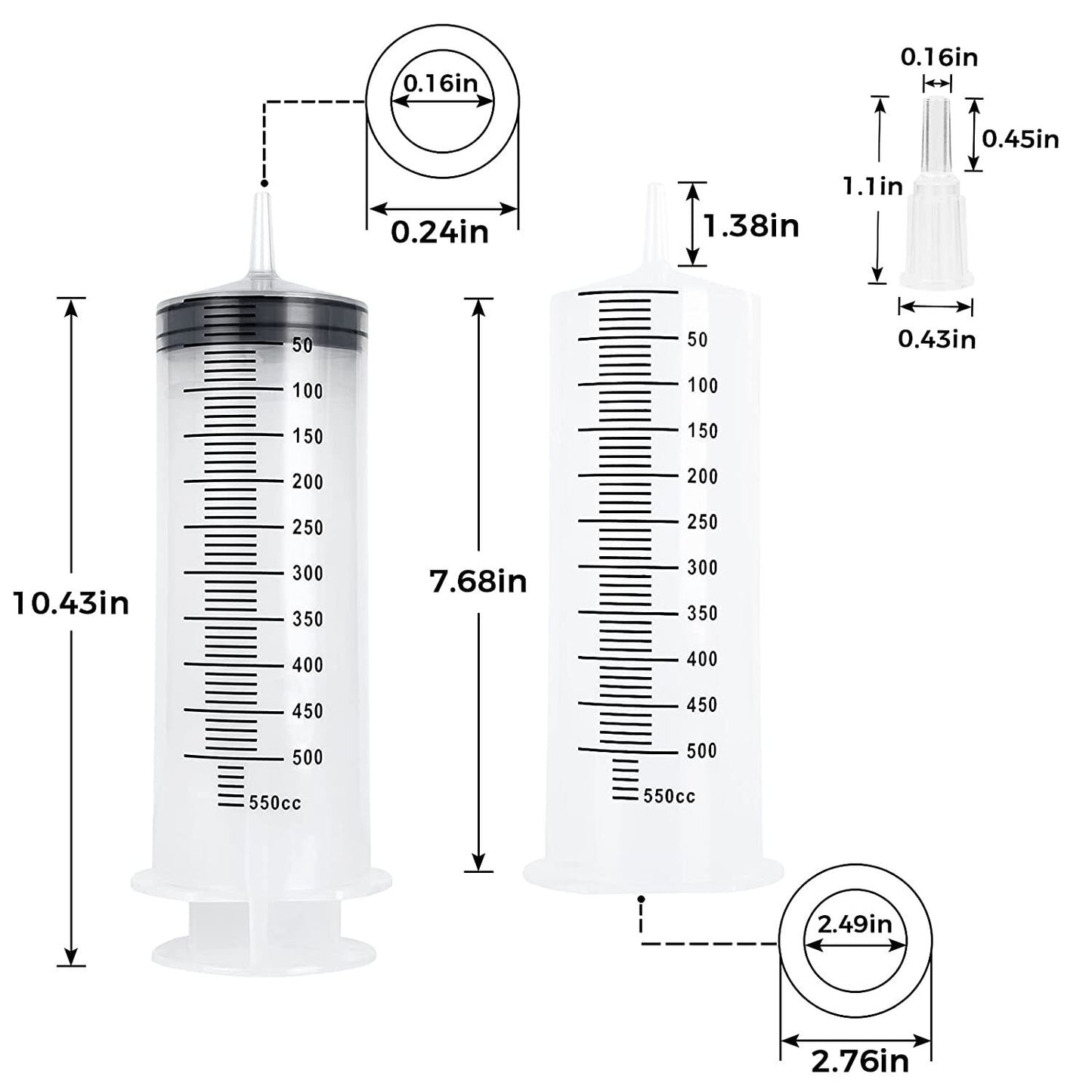 Multifunction Large Capacity Syringe Reusable Pump Measuring For Draw Ink Pet Feeding Car Liquid Oil Glue Applicator 500ml