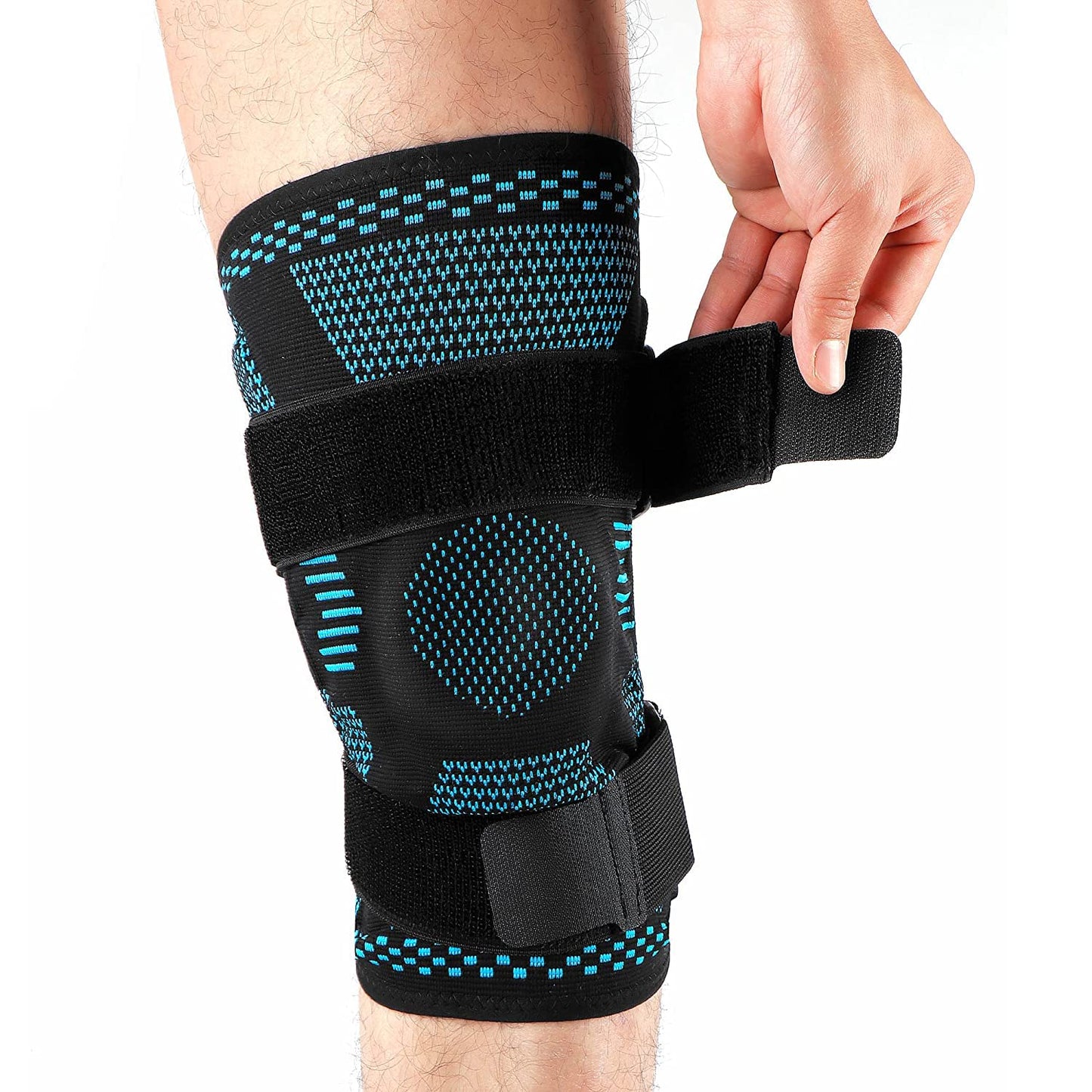 Knee Brace Support Compression Sleeve with Side Stabilizers