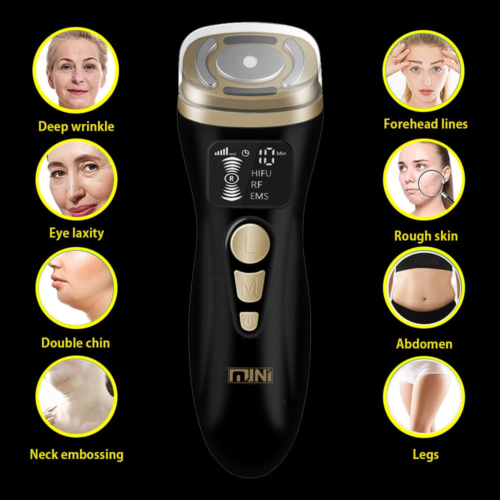 HIFU 2.0 Black Magic Mini HIFU Machine Ultrasound RF EMS Microcurrent Lifting Firming Tightening