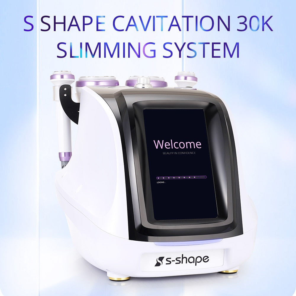 S-SHAPE Ultrasonic 30K Cavitation Machine EMS EL Anti-aging Vacuum Radio Rrequency Skin Tightening Body Slimming Machine