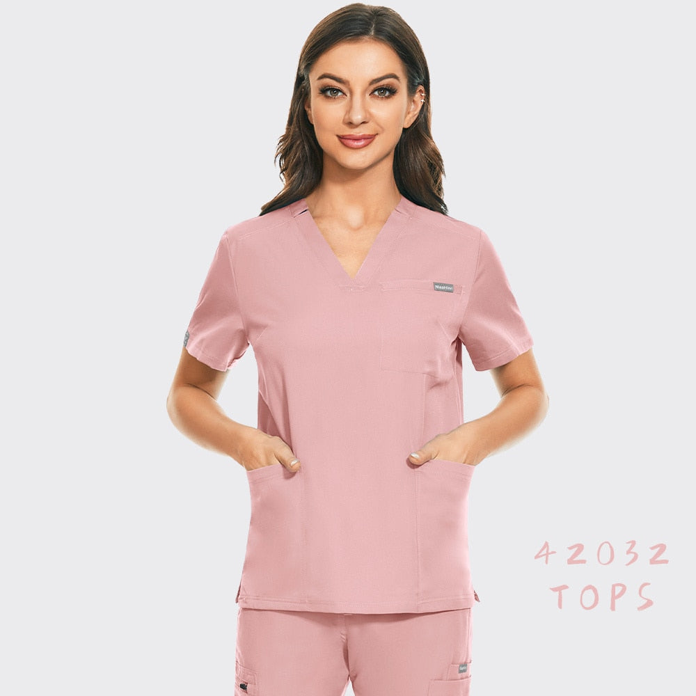 Nurse Uniform Scrubs Women Shirts Medical Scrubs Tops High Quality Men Pet Grooming Care Workwear Operating Room Surgical Blouse