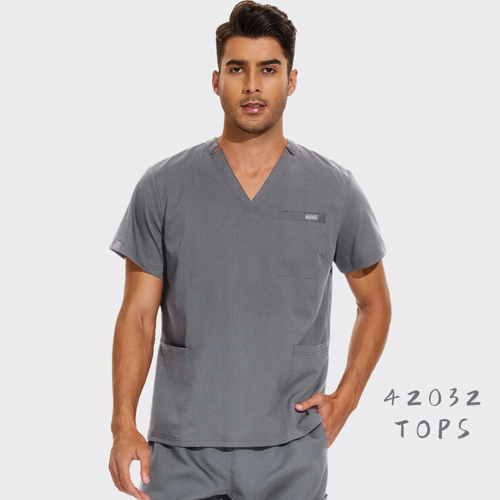 Nurse Uniform Scrubs Women Shirts Medical Scrubs Tops High Quality Men Pet Grooming Care Workwear Operating Room Surgical Blouse