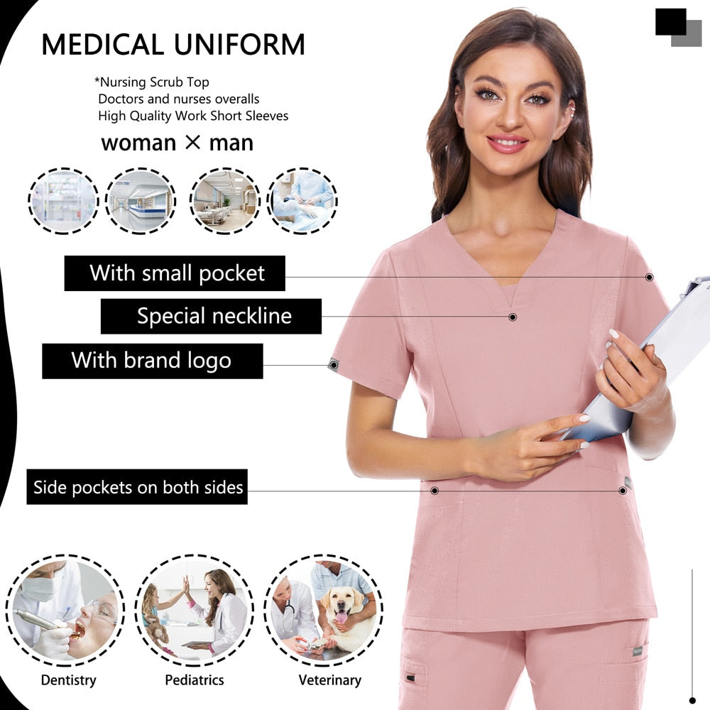 Medical Work Clothes Operating Room Uniform Nurse Uniform Dentistry Pharmacy Scrubs Blouse Women Overalls Hospital Scrub Shirt