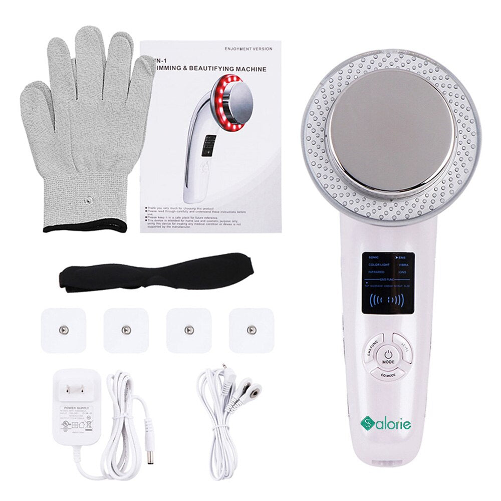 6 IN 1 EMS Ultrasonic Body Massager- RF Infrared 1Mhz Ultrasound Cavitation Fat Burning Weight Loss Device