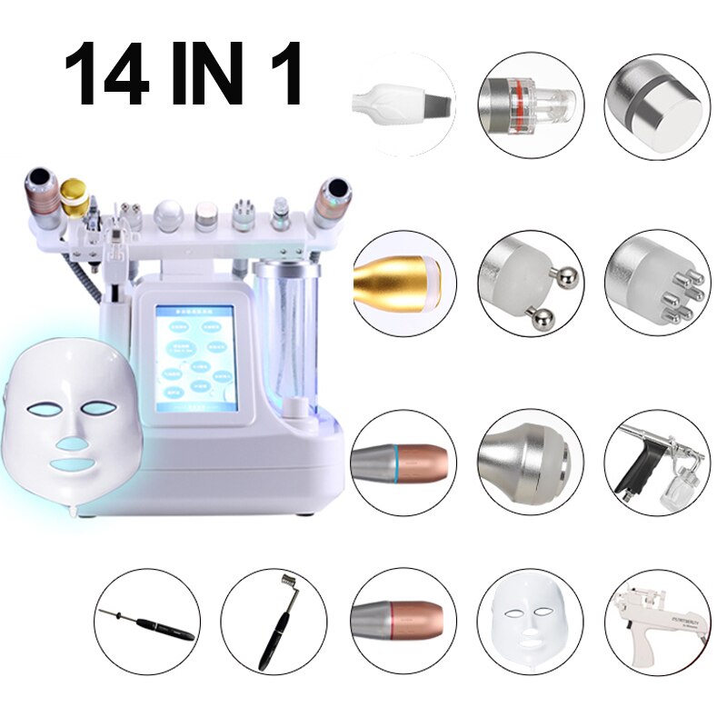 16 IN 1 Hydradermabrasion Hydra Small Bubble Facial Skin Care Galvanic Oxygen Jet Bio Lifting Blackhead Removal Beauty Machine